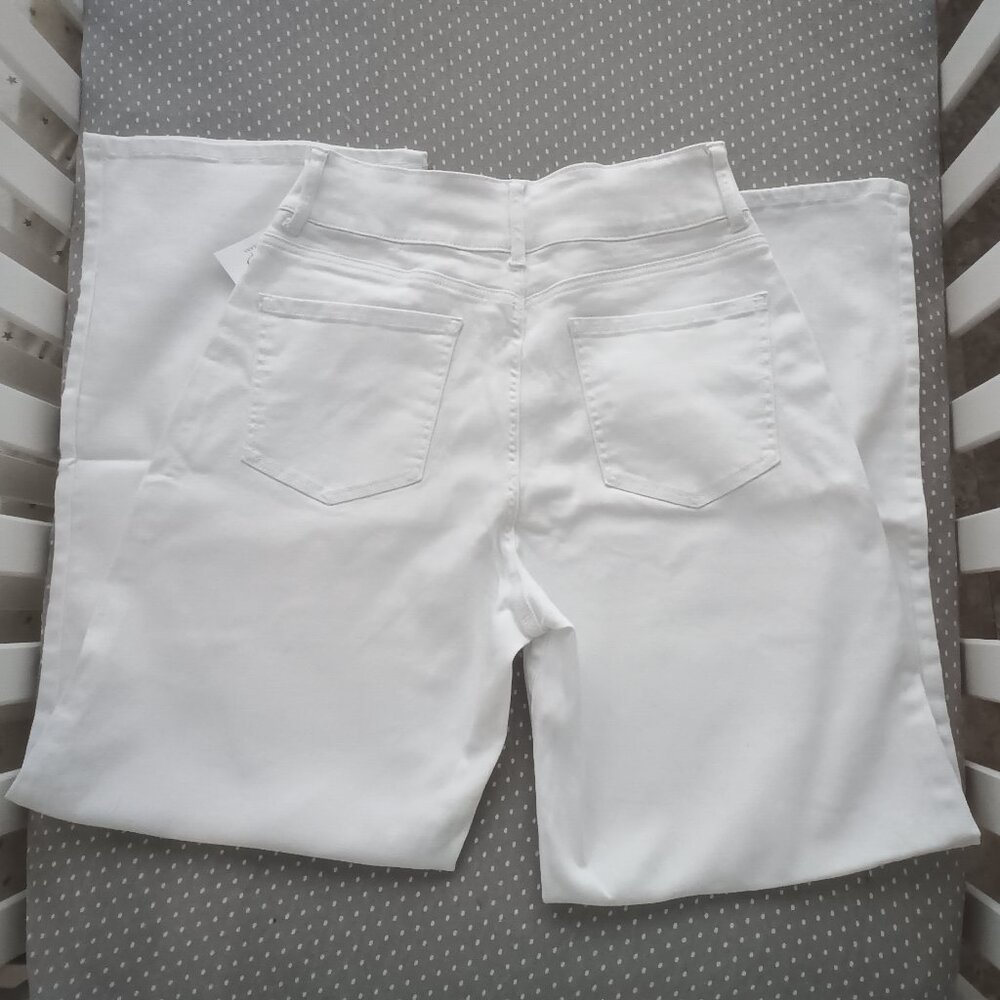 NWT Ofluck White Wide Leg Jeans High Waisted Baggy Stretch Size 8